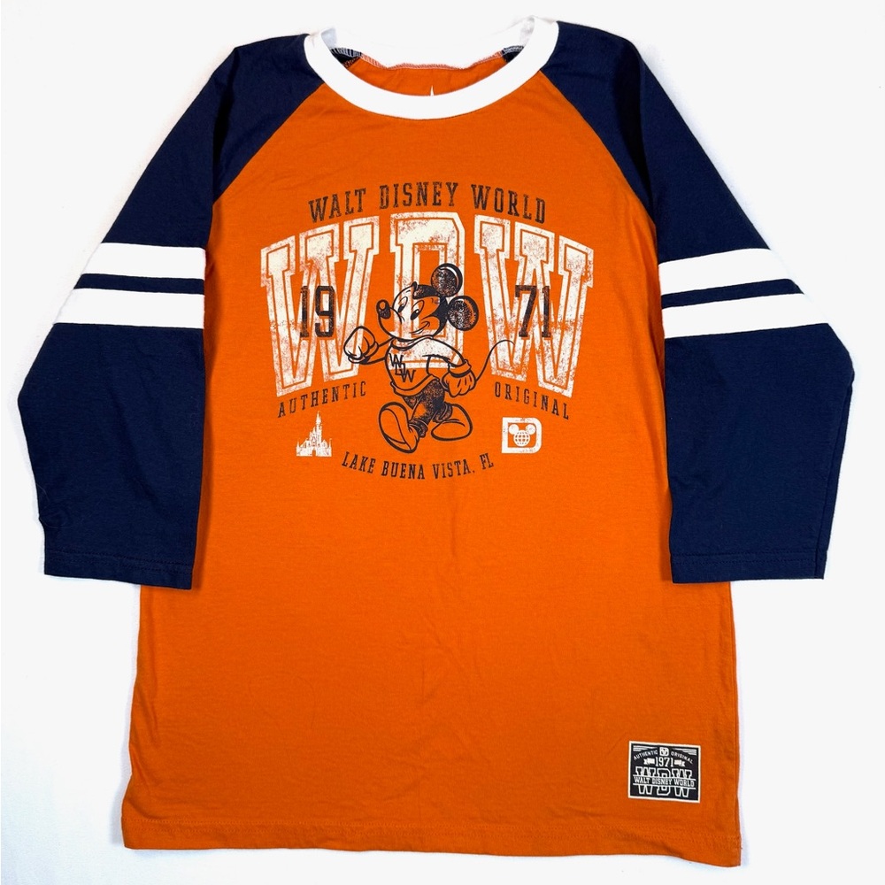 DISNEY PARKS Boys Walt‎ Disney World Mickey Raglan Graphic Tee Size L Classic